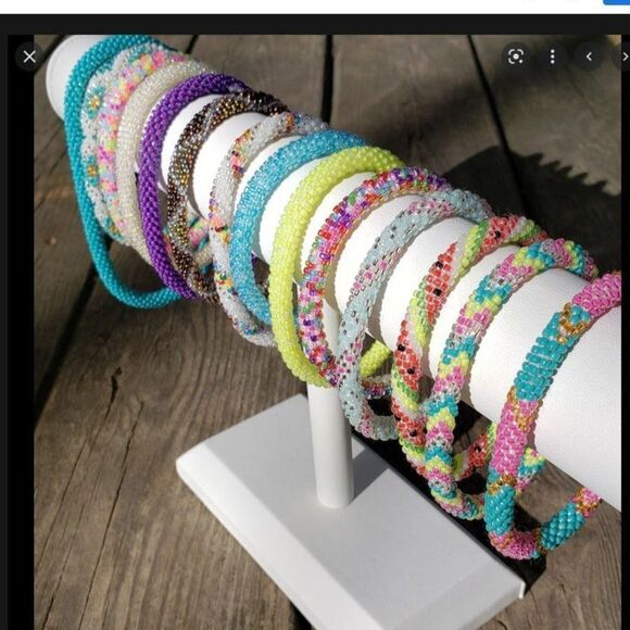 Set of 2 Sashka Mixed Turquoise Glass Beaded Bracelets - Picture 3 of 9